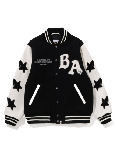 Bunda BAPE A Bathing Ape Relaxed Fit Varsity Jacket Čierna | 1I80-141-001