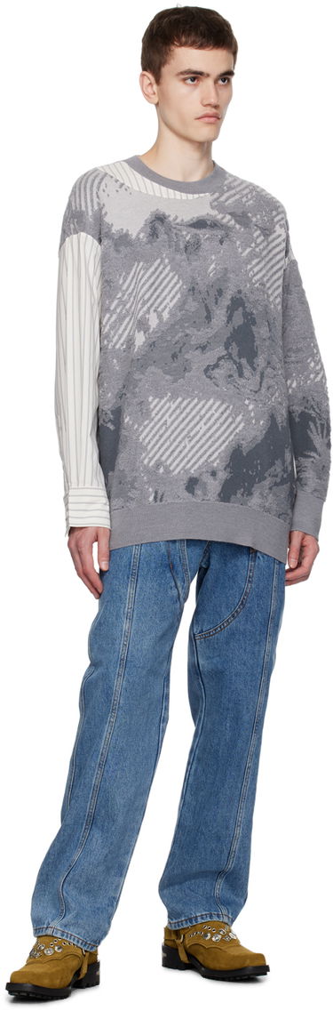 Sveter Feng Chen Wang Feng Chen Wang Paneled Sweater Šedá | FUF16KT03G, 3
