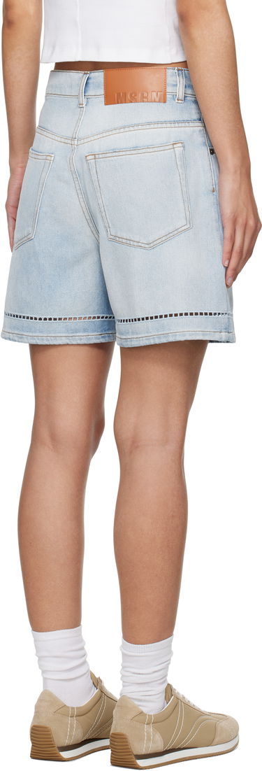 Šortky MSGM MSGM Perforated Light Washed Denim Shorts Modrá | 3841MDB230X 257271, 2