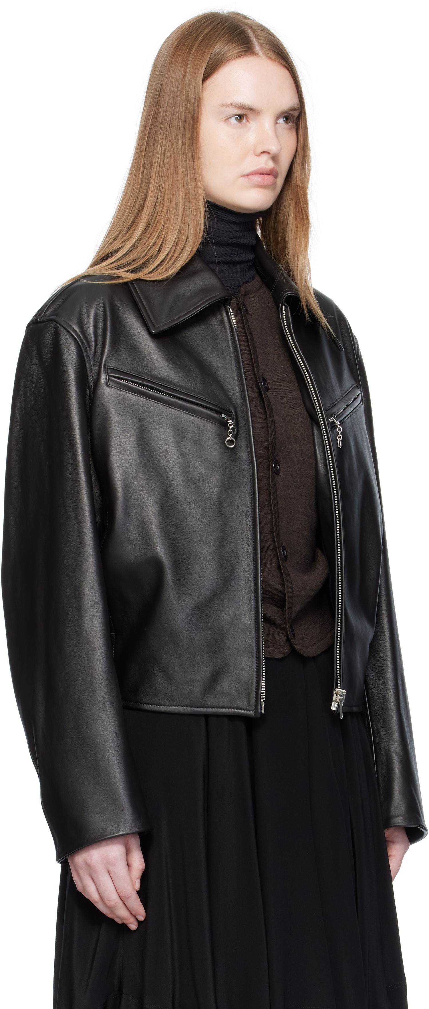 Bunda LEMAIRE Lemaire Boxy Leather Blouson Jacket Čierna | OW1159 LL0147, 1