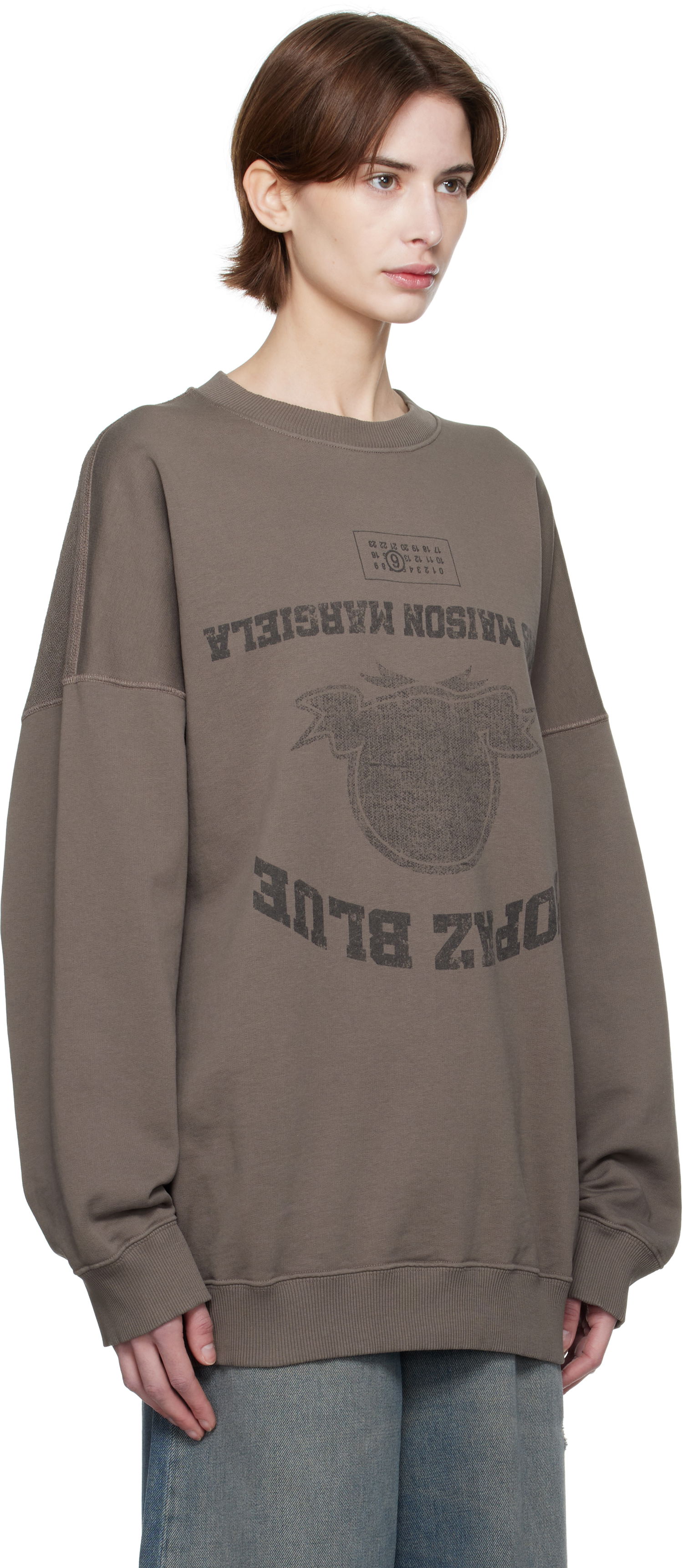 Sveter Maison Margiela MM6 Maison Margiela Printed Sweatshirt Hnedá | SH0GU0023 M25012, 1