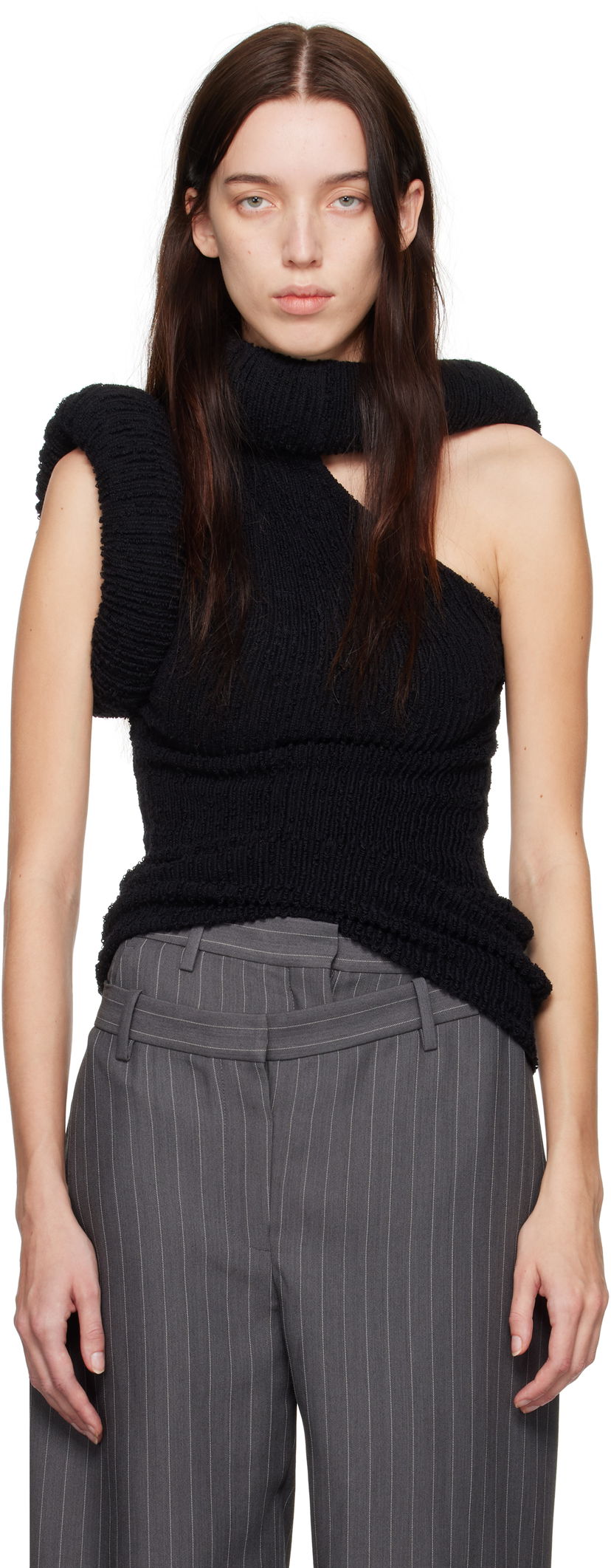 Tričko Acne Studios Knit One Shoulder Top Čierna | A60527-