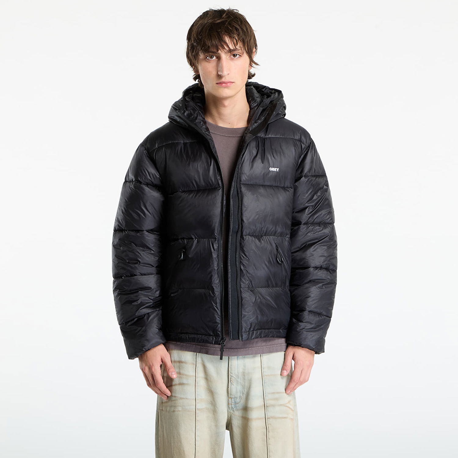 Prešívaná bunda OBEY Jacket Stratus Puffer Jacket Black Čierna | 121800600-BLK, 0