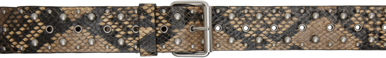 Opasok Dries Van Noten Dries Van Noten Studded & Eyelet Leather Belt Hnedá | 251-011400-359, 0