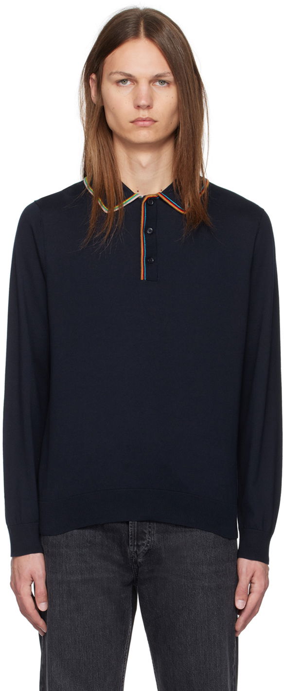 Sveter Paul Smith Paul Smith Signature Stripe Long Sleeve Polo Navy | M1R-271Y-N02419-49, 0
