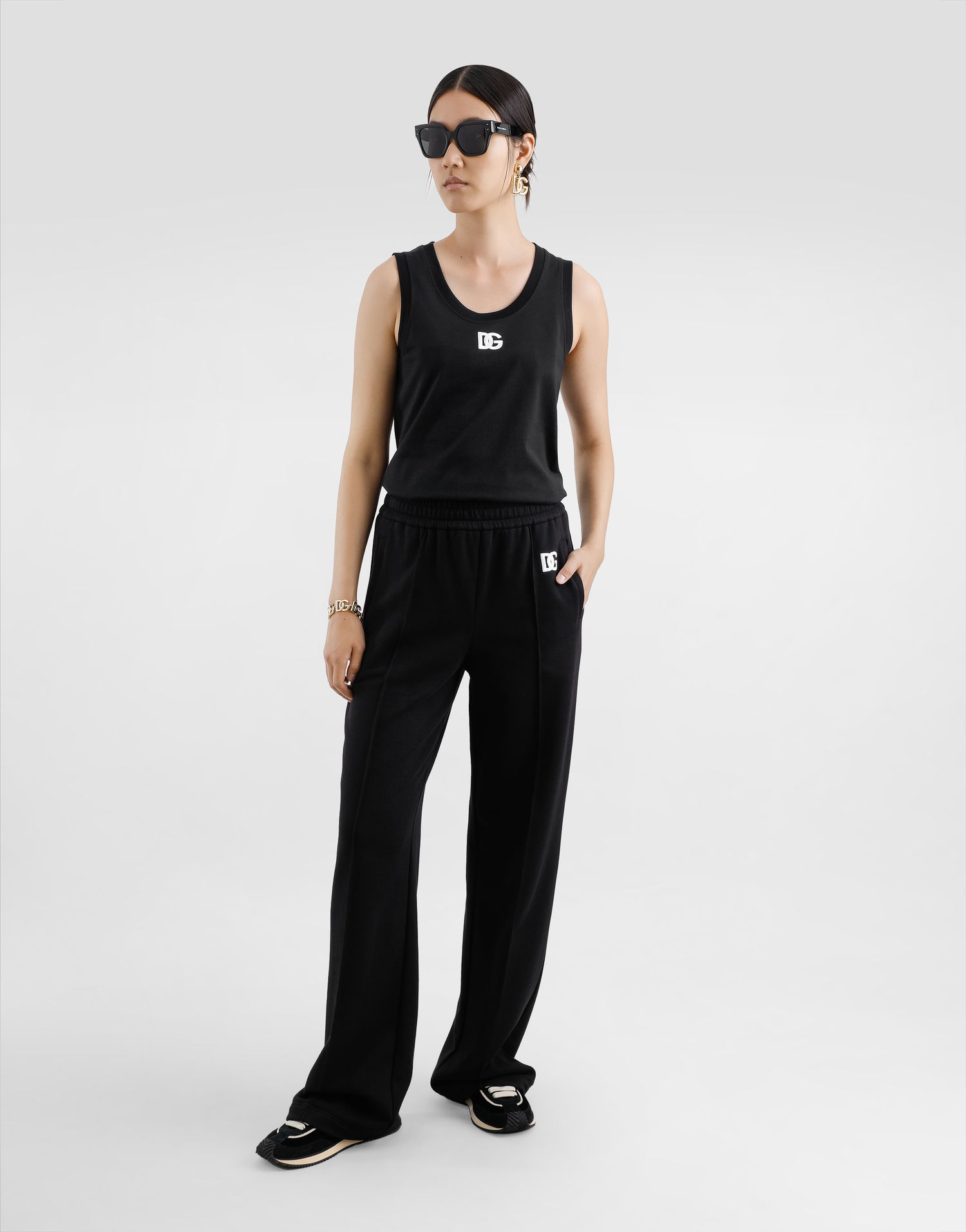 Tielko Dolce & Gabbana Dolce & Gabbana Oversize Jersey Tank Top With DG Logo Čierna | F8M64ZGDCYDN0000, 1