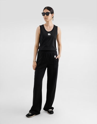 Tielko Dolce & Gabbana Dolce & Gabbana Oversize Jersey Tank Top With DG Logo Čierna | F8M64ZGDCYDN0000, 1