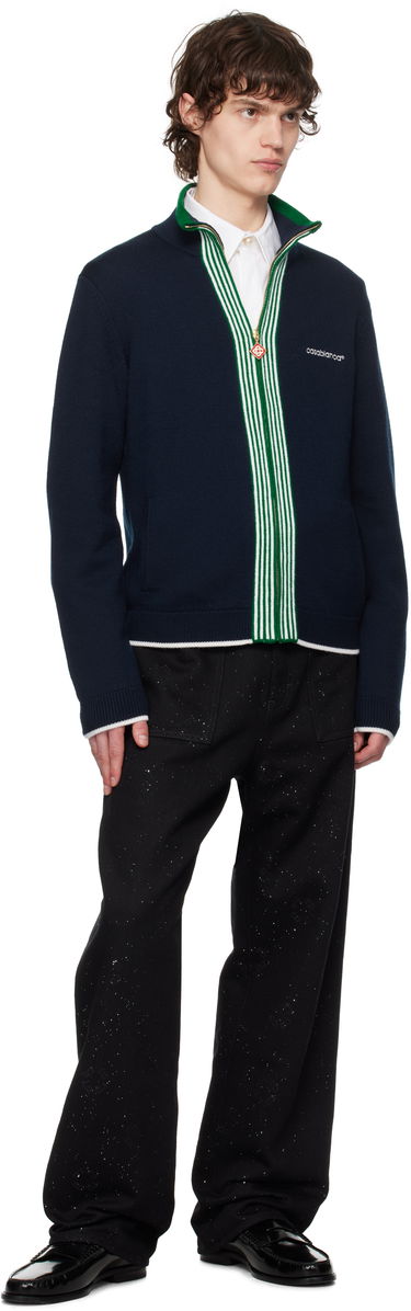 Sveter Casablanca Casablanca Knit Tennis Track Sweater Navy | MPS25-KW-845-01, 3
