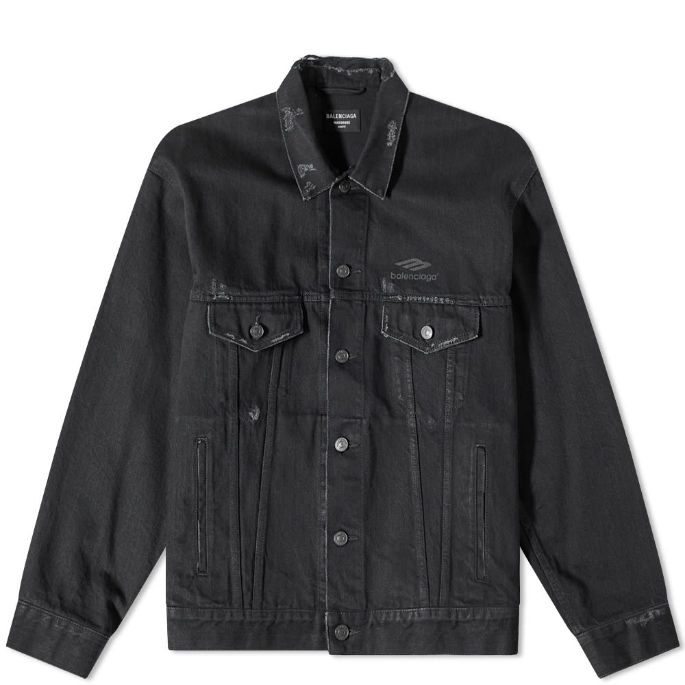 Bunda Balenciaga Back Logo Oversized Denim Jacket Čierna | 704298-TBP47-1029, 0