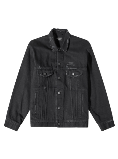 Bunda Balenciaga Back Logo Oversized Denim Jacket Čierna | 704298-TBP47-1029
