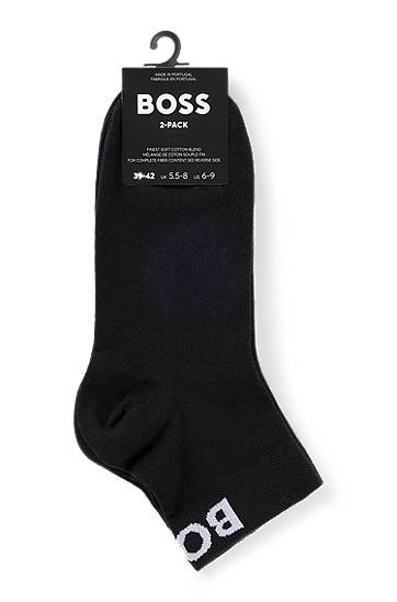 Ponožky BOSS Two-Pack of Quarter-Length Socks with Contrast BOSS Logos Čierna | 50502066, 1