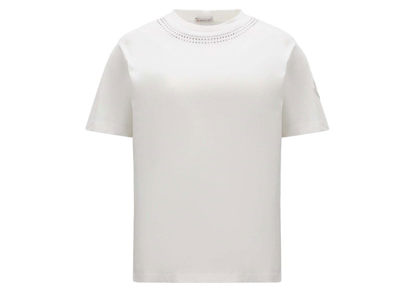 Tričko Moncler Crystal Encrusted T-Shirt Biela | I20938C00015829HP033