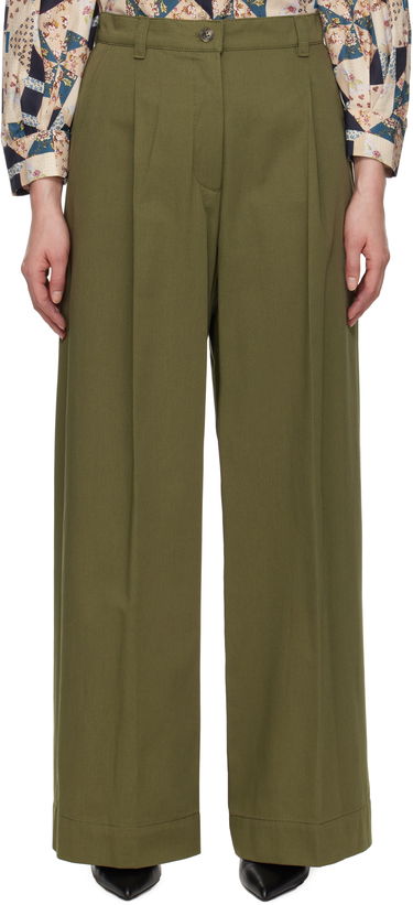 Nohavice Max Mara Weekend Max Mara Nebbie Wide-Leg Trousers Zelené | 2515131121600, 0
