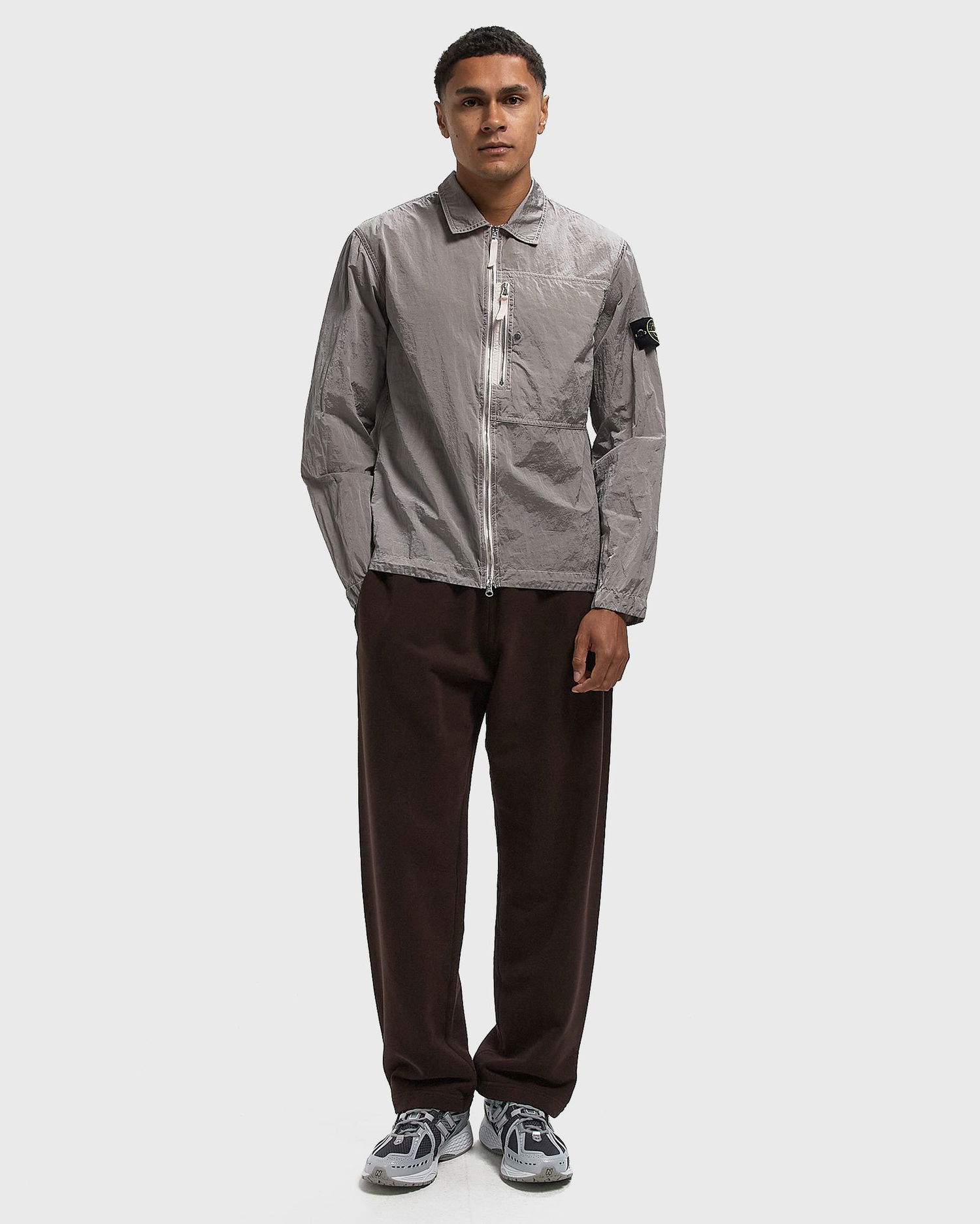 Bunda Stone Island Crinkle Fabric Full-Zip Overshirt Šedá | K2S151200031S0019.V0080, 1