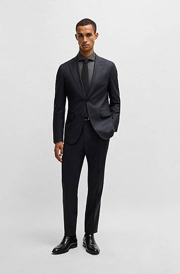 Košeľa BOSS Regular-Fit Stretch-Cotton Twill Shirt Čierna | 50474279, 1