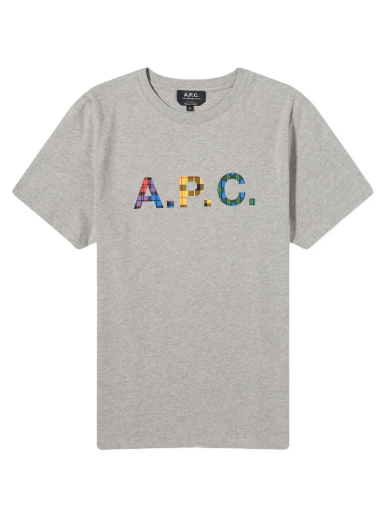 Tričko A.P.C. Derek Tartan Logo T-Shirt Šedá | COEZB-H26292-PLB