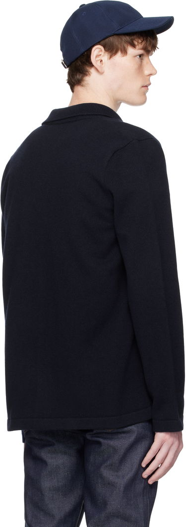 Sveter A.P.C. Matti Collared Button-Front Knit Cardigan with Chest Pocket Navy | WOASB-M03237, 2