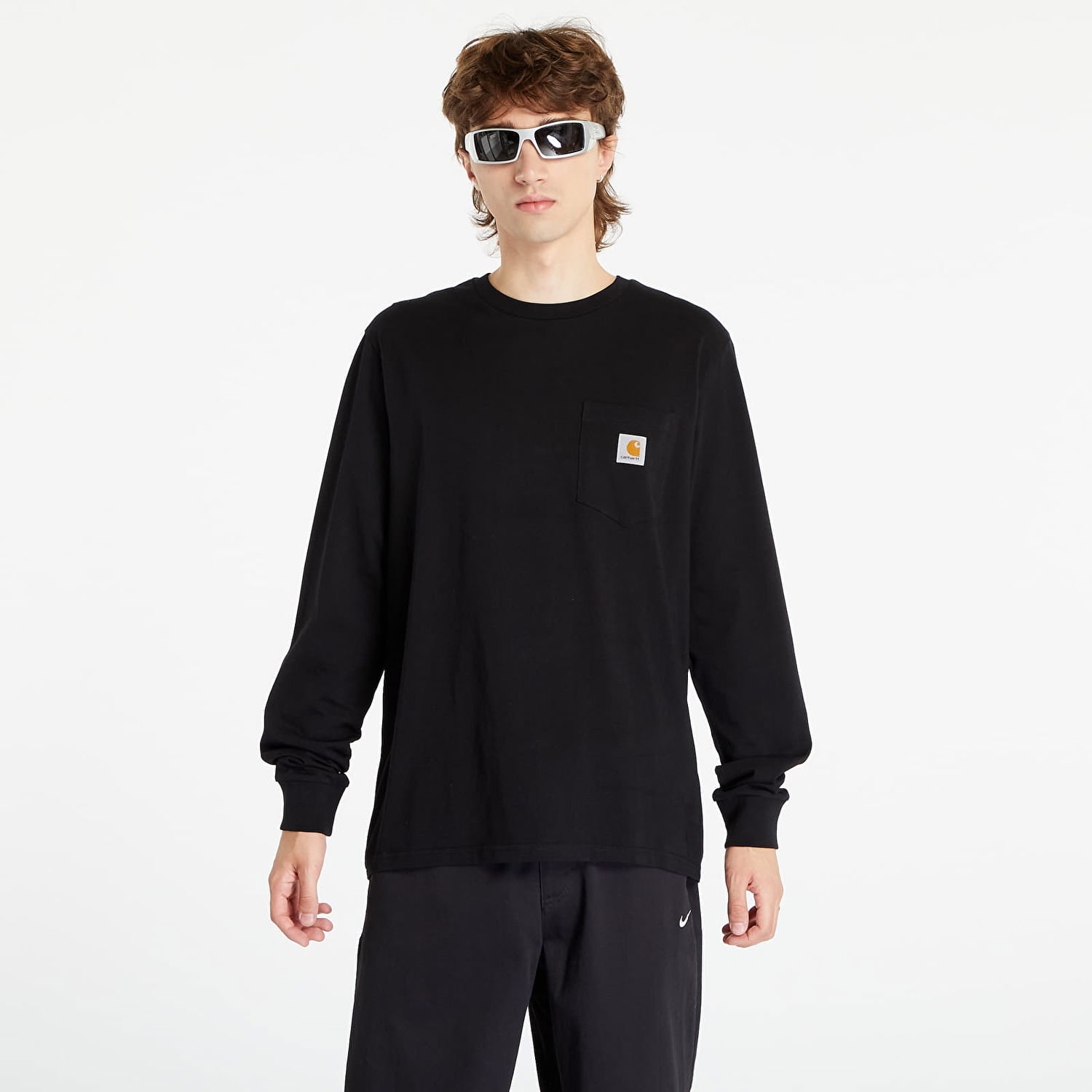 Tričko Carhartt WIP Longsleeve Pocket T-Shirt Black Čierna | I030437.89XX, 0