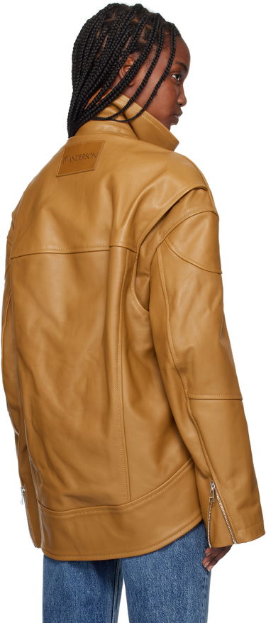 Bunda JW Anderson JW Anderson Curved Hem High Neck Leather Jacket Hnedá | LJ0046-LT0117, 2