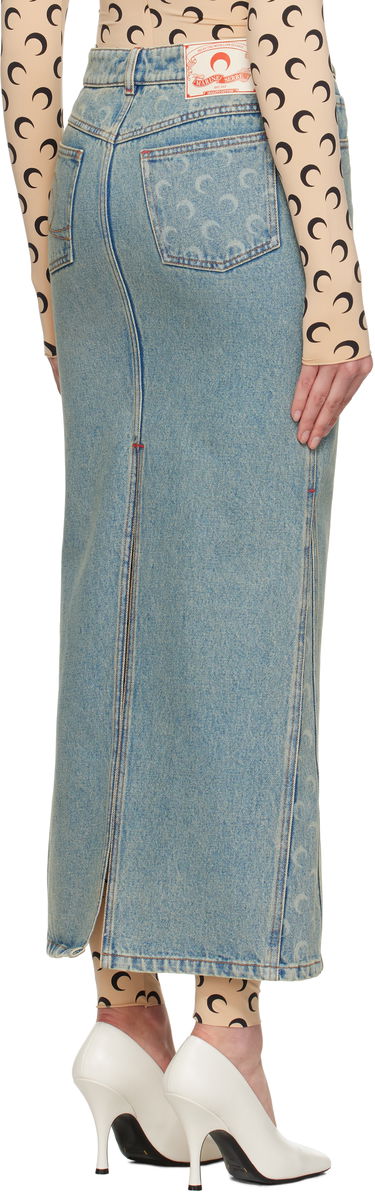 Sukňa Marine Serre Marine Serre Moon Laser Denim Maxi Skirt Modrá | WSK074A CDEN0003, 2