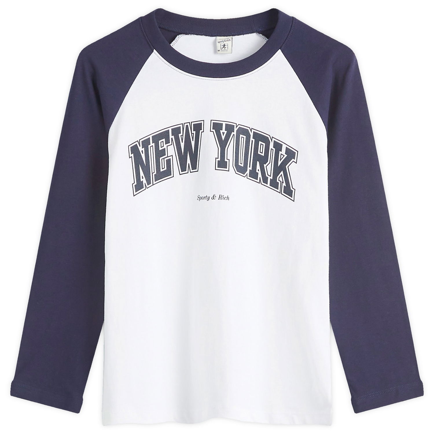 Tričko Sporty & Rich White & Navy Baseball T-Shirt Biela | TO046506077WH22-NVY, 1
