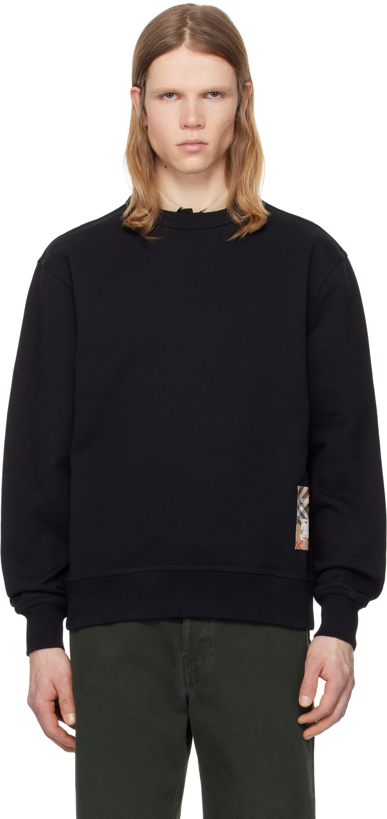 Sveter Burberry Burberry Check Label Cotton Sweatshirt Čierna | 8101889, 0