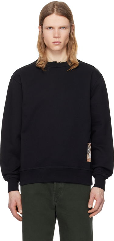 Sveter Burberry Burberry Check Label Cotton Sweatshirt Čierna | 8101889, 0