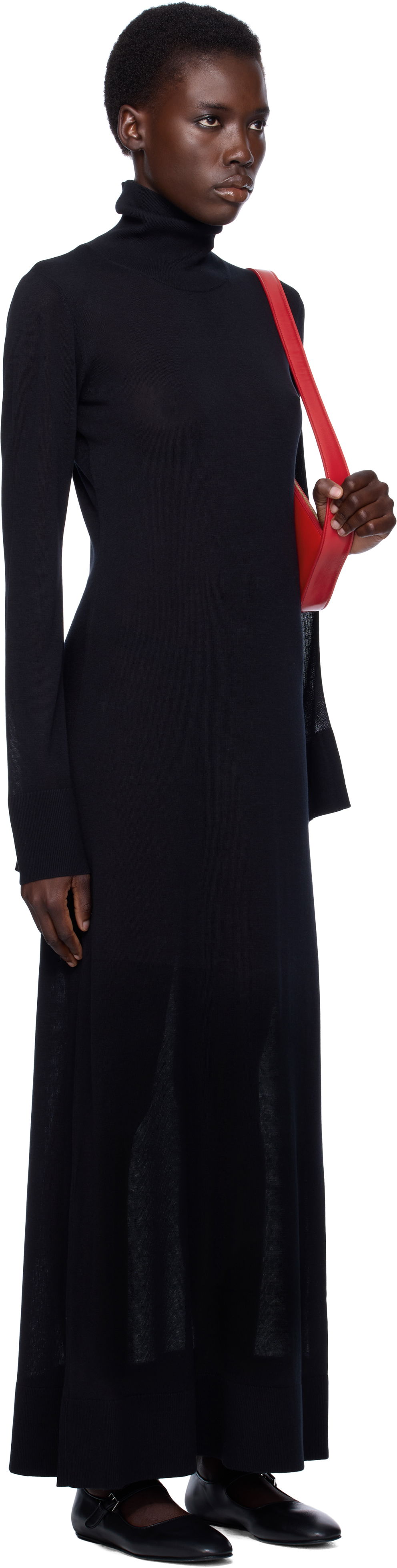 Šaty TOTEME TOTEME Slit Sleeve Knit Maxi Dress Čierna | 253-WRD0236-YA0079, 1