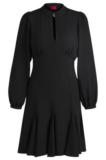 Šaty BOSS Women's Crepe Dress with Buttoned Stand Collar Čierna | 50522326, 0