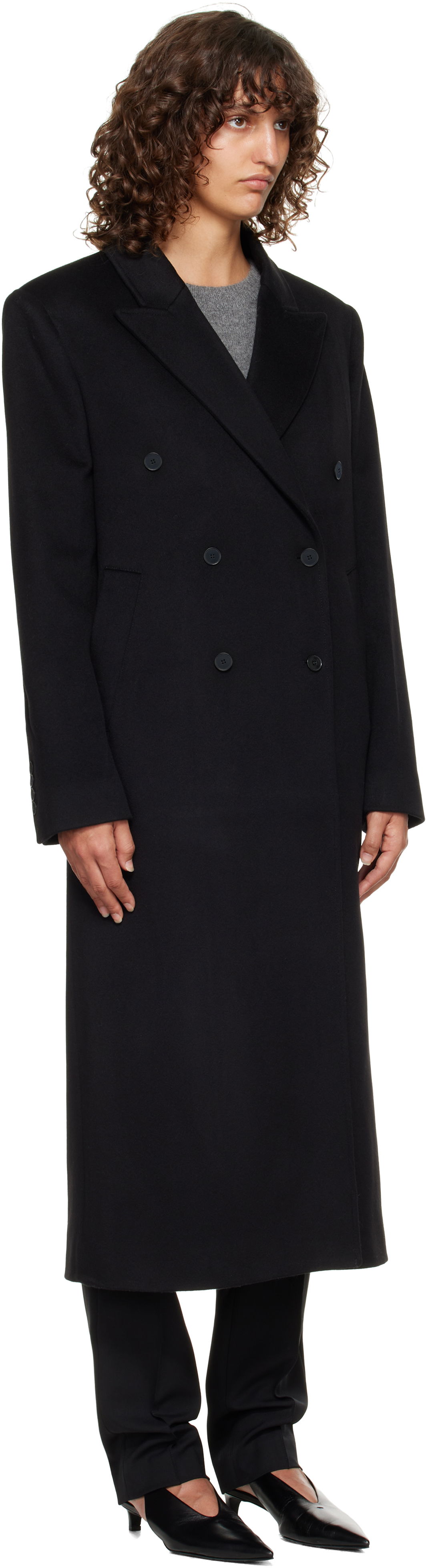 Kabáty Loulou de Saison Loulou de Saison Rosco Double Breasted Long Coat Čierna | ROSCO, 1