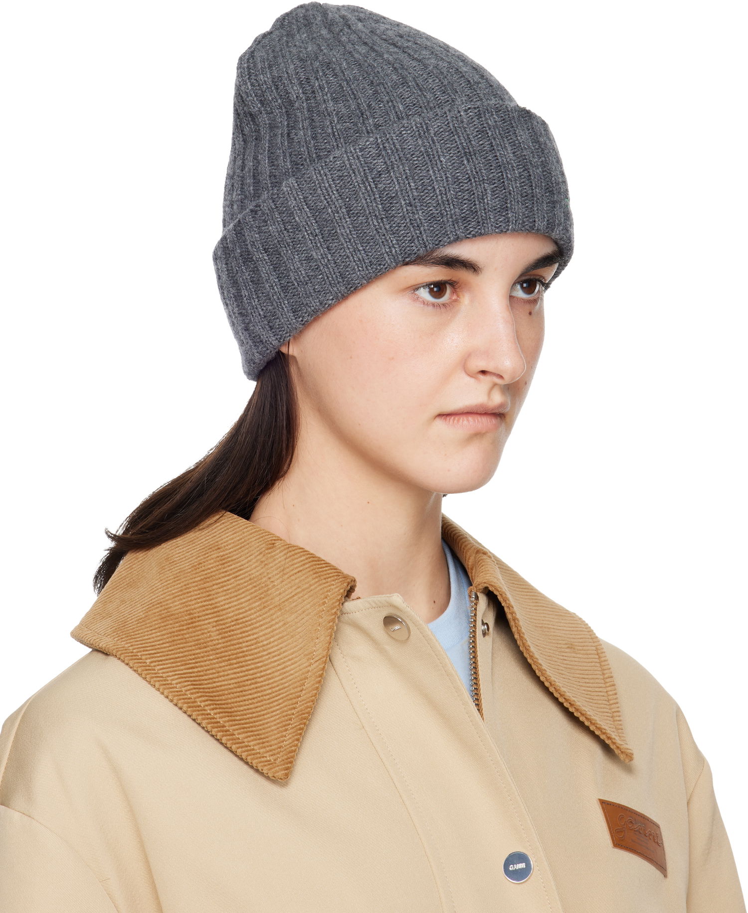 Kulicha GANNI Wool Knit Beanie Šedá | A6928, 1