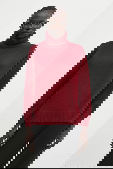 Sveter MAISON KITSUNÉ Merino Wool Comfort Turtleneck Vínová | PW00813KT1171, 0