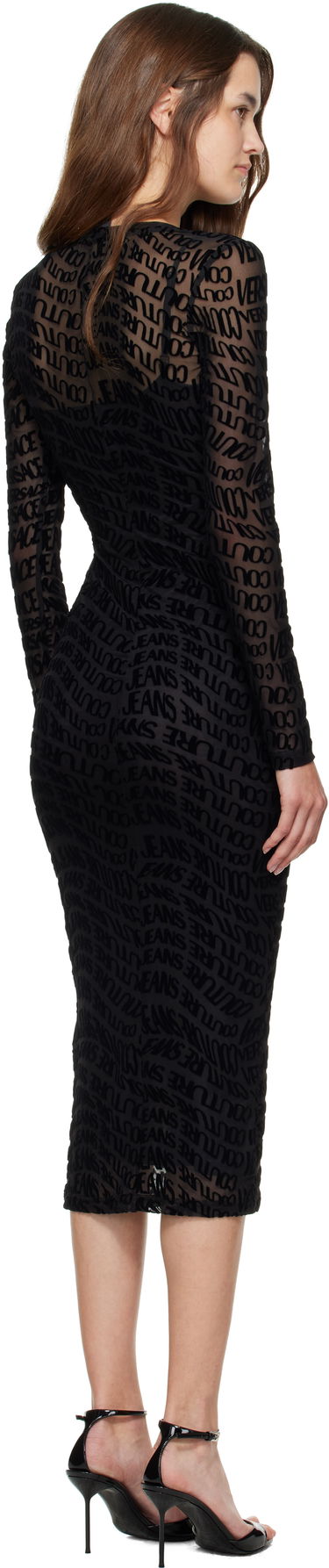 Šaty Versace Versace Jeans Couture Flock Liquify Tulle Midi Dress Čierna | E79HAO920_EJS490, 2
