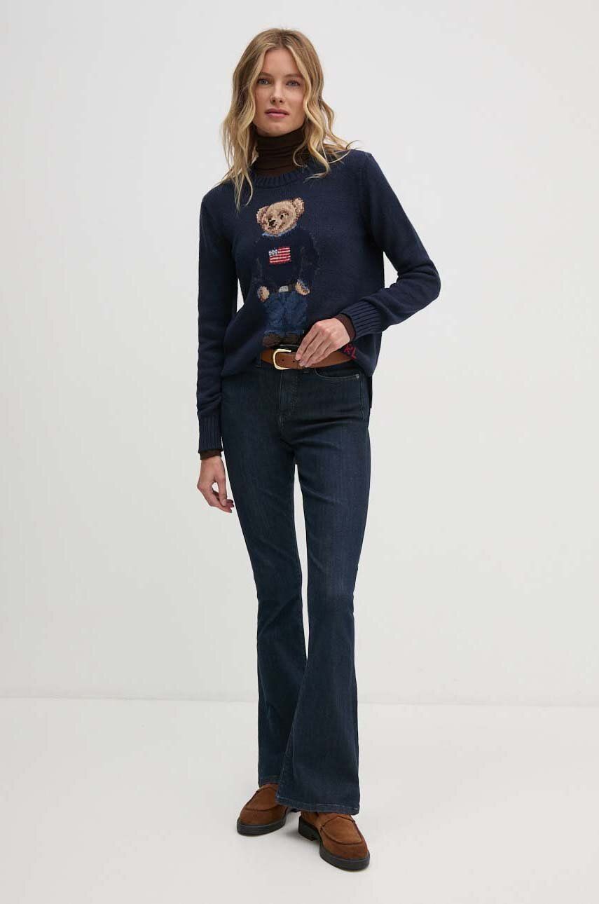 Sveter Polo by Ralph Lauren Navy Blue Sweater with Bear Navy | 211927070, 1