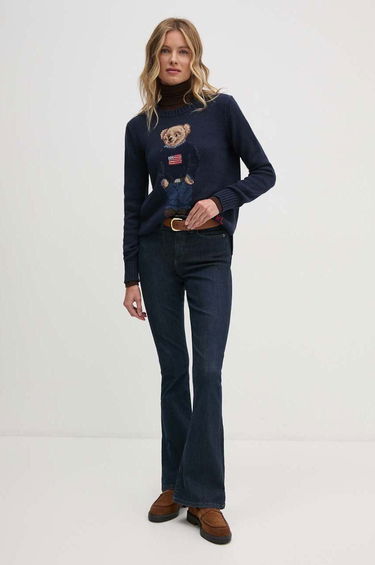Sveter Polo by Ralph Lauren Navy Blue Sweater with Bear Navy | 211927070, 1