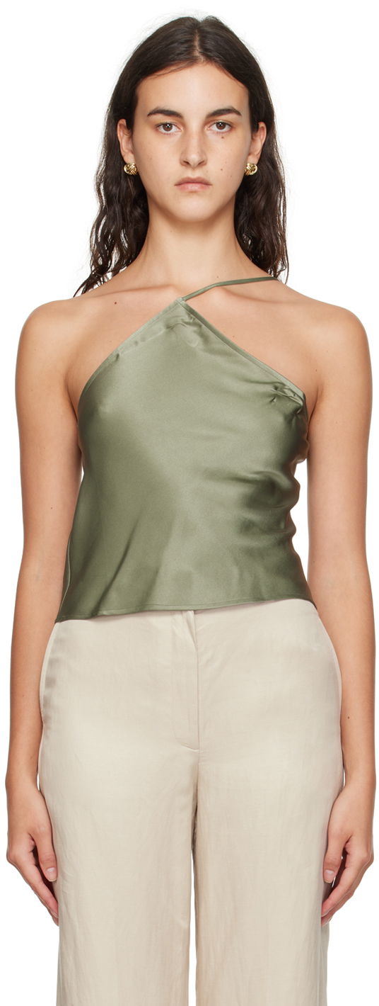 Tielko Anine Bing Mandy One-Shoulder Silk Camisole Zelené | A-07-2793-340, 0