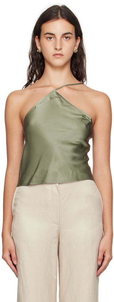 Tielko Anine Bing Mandy One-Shoulder Silk Camisole Zelené | A-07-2793-340, 0