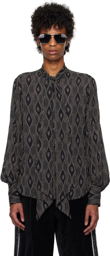 Košeľa Anna Sui Anna Sui Printed Tie-Neck Shirt Čierna | M1025B22, 0