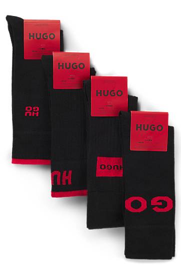 Ponožky BOSS Four-pack regular-length logo socks Čierna | 50546668, 1