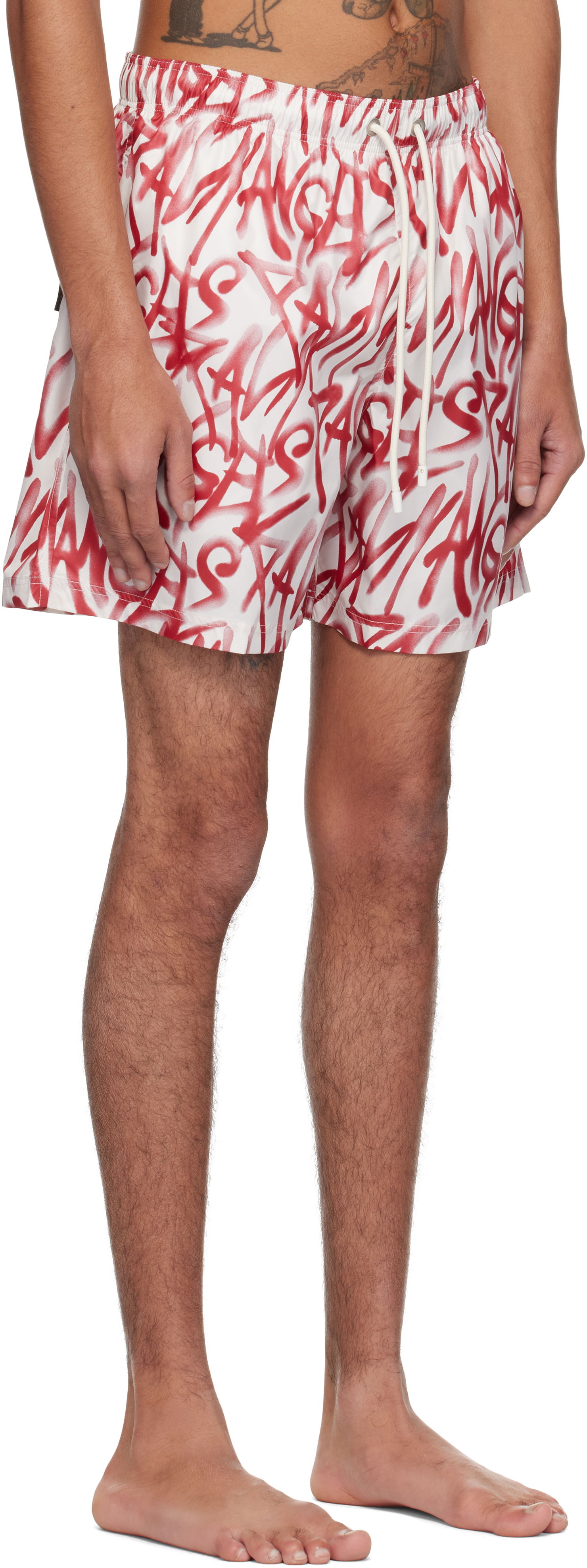 Plavky Palm Angels Palm Angels Graffiti Print Swim Shorts Biela | PMFD012S25FAB0010325, 1