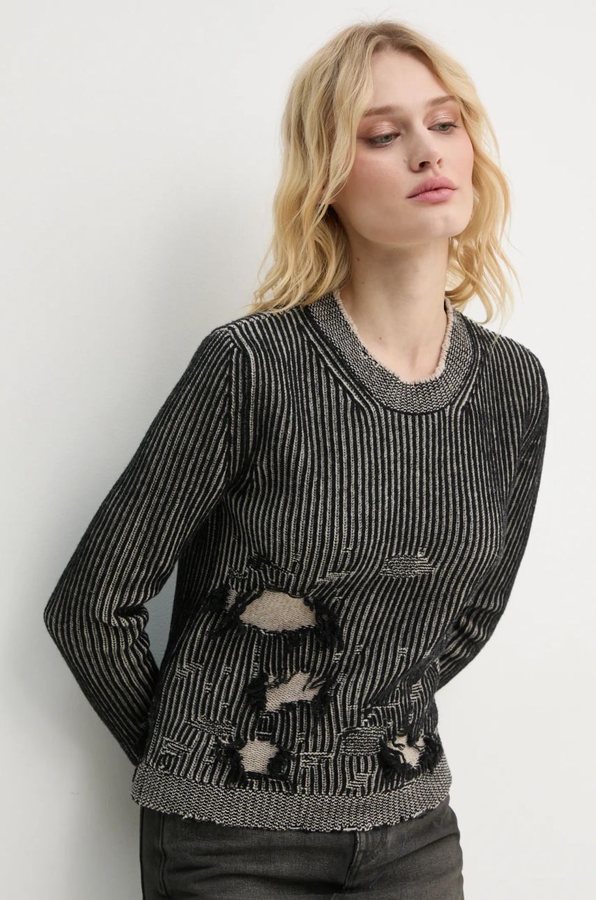 Sveter Maison Margiela Distressed Ribbed Knit Sweater Čierna | S62HL0026.M13076, 0
