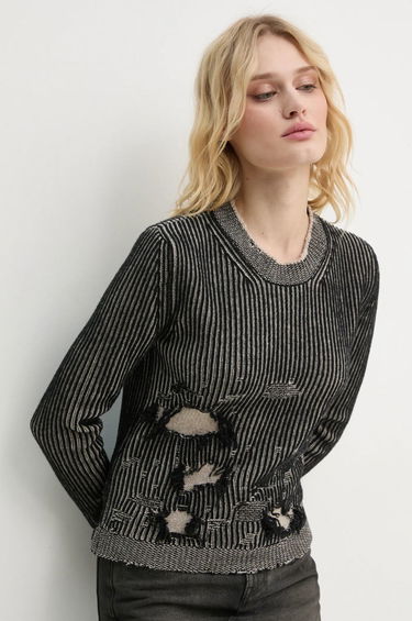 Sveter Maison Margiela Distressed Ribbed Knit Sweater Čierna | S62HL0026.M13076, 0
