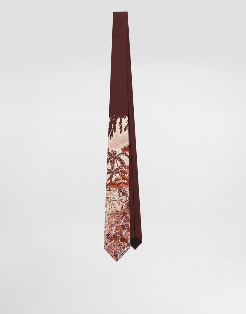 Doplnky Dolce & Gabbana Dolce & Gabbana Pin-up Print Silk Tie Vínová | GT147EG0TJ6HR5RK