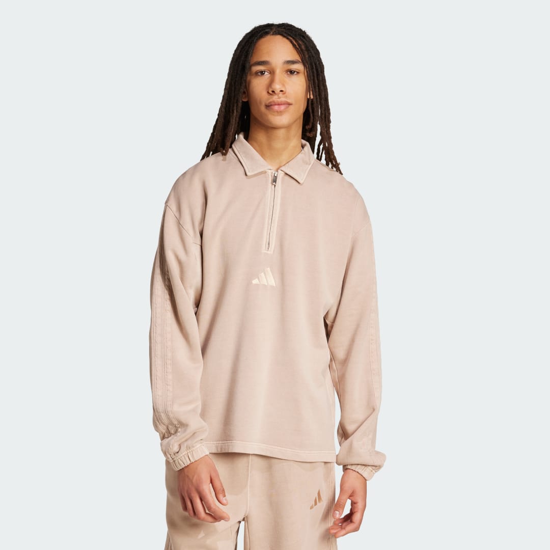 Mikina adidas Performance ALL SZN French Terry Washed Half-Zip Sweatshirt Béžová | JY1724, 0