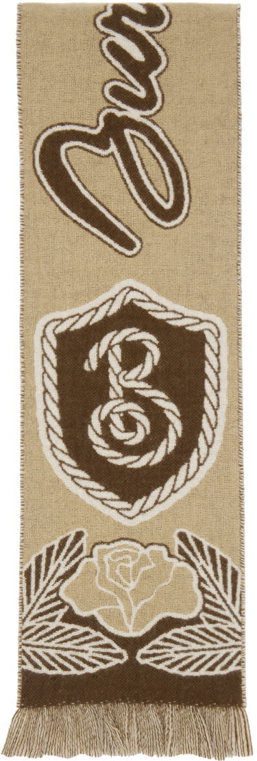 Šál Burberry Beige 'B' Shield Graphic Wool & Cashmere Scarf Hnedá | 8099595, 0