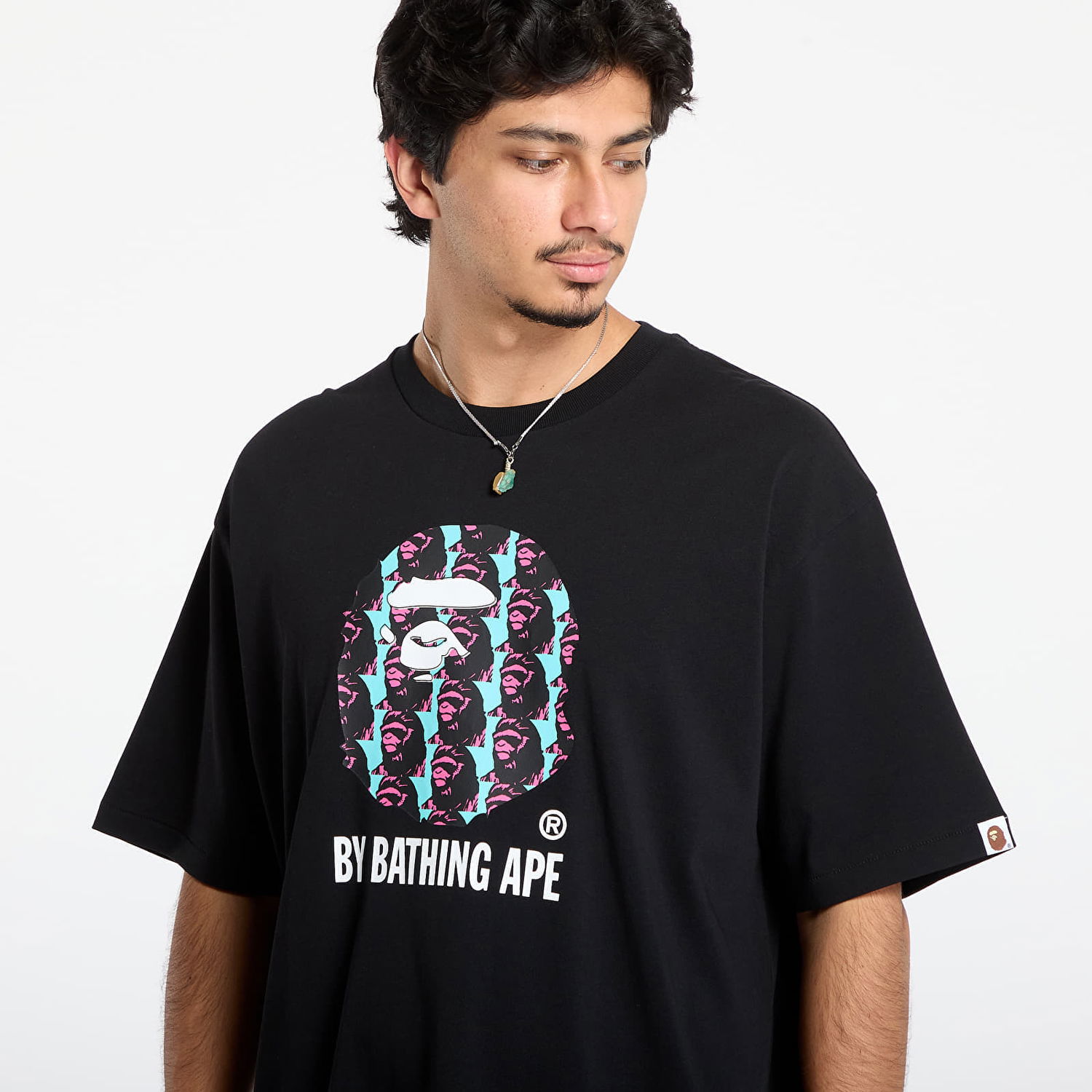 Tričko BAPE Ape Head Pattern Relaxed Fit T-Shirt Čierna | 001TEL801309MBLK, 1