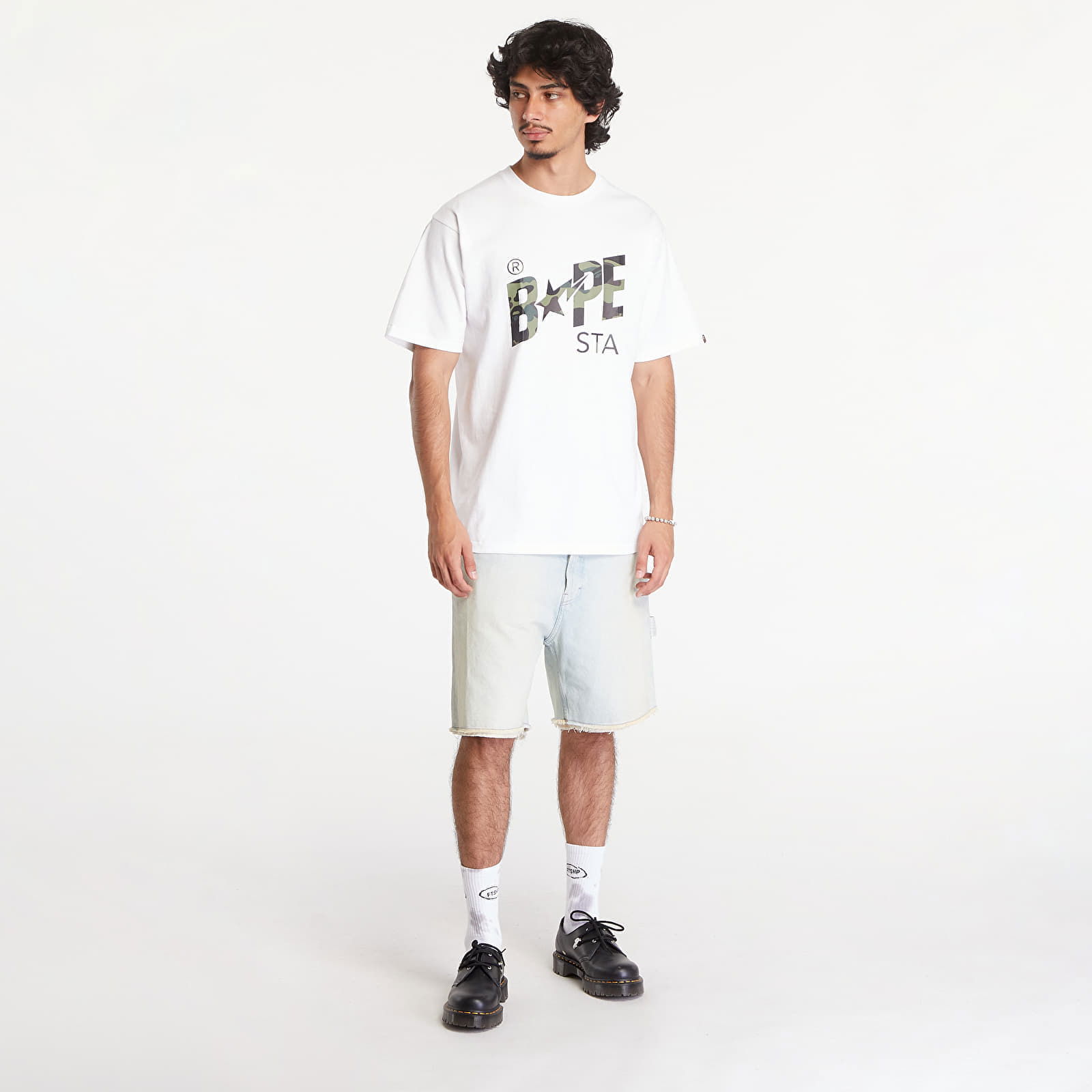 A BATHING APE 1St Camo Bape Sta Short Sleeve Tee White/ Green