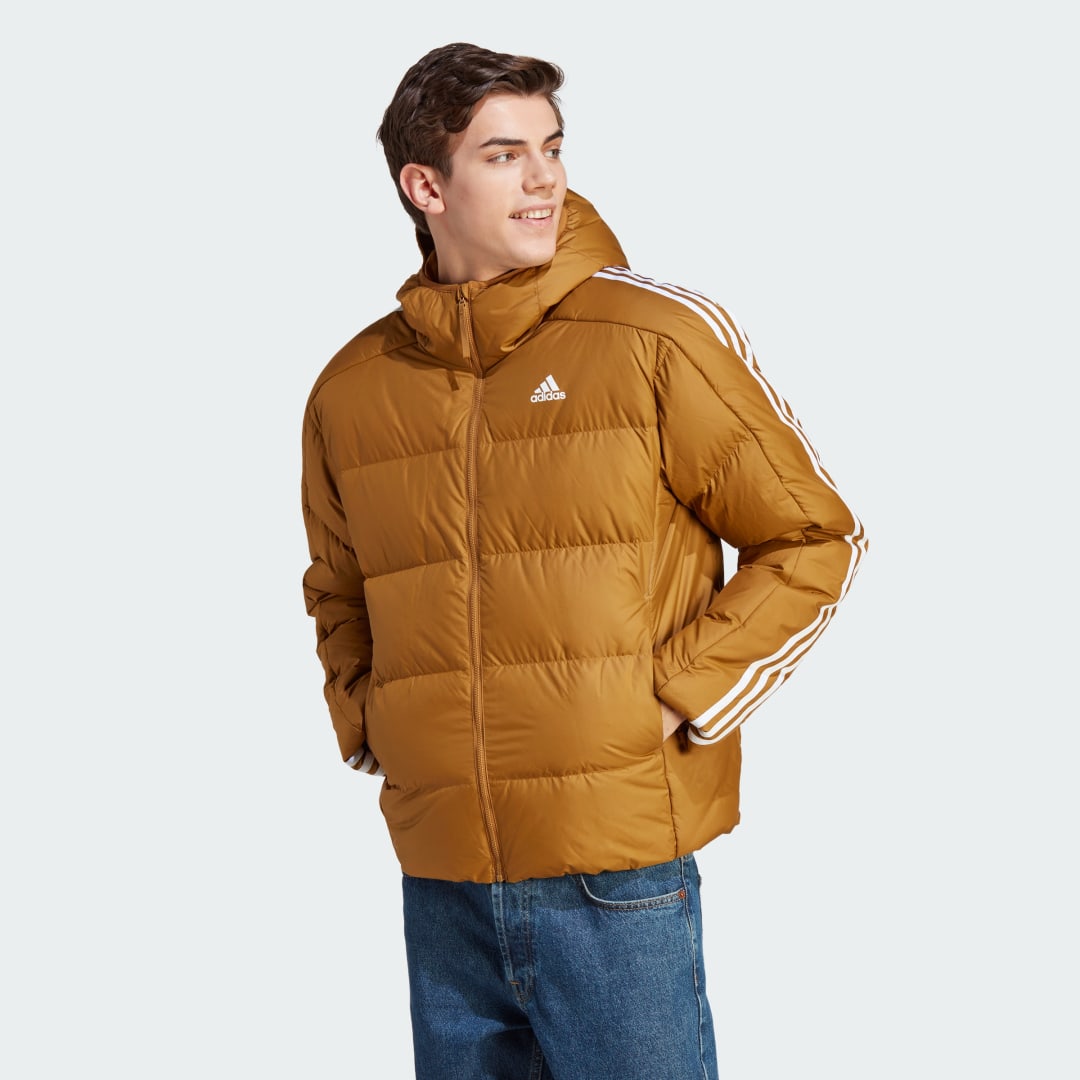 Bunda adidas Performance Essentials Midweight Down Hooded Jacket Hnedá | IK3215, 1