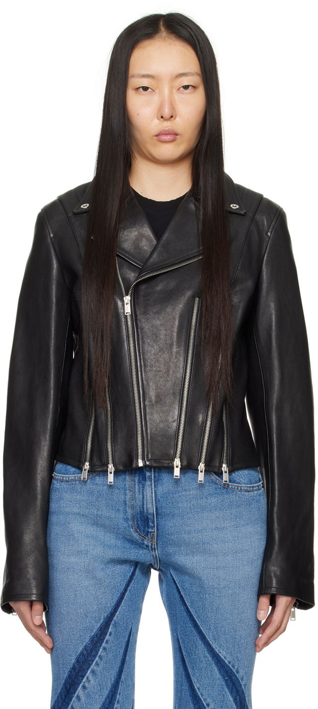 Bunda Dion Lee Cropped Leather Biker Jacket Čierna | C4048P23, 0