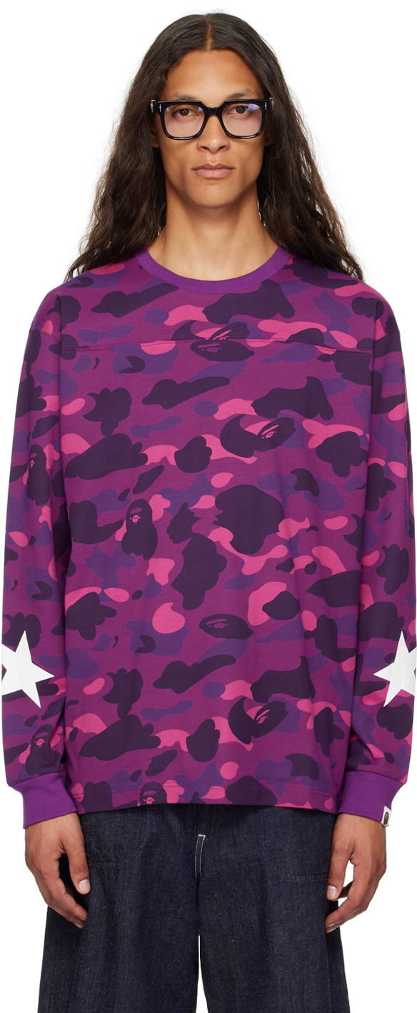 Tričko BAPE BAPE Purple Color Camo Long Sleeve T-Shirt Fialová | 001LTK301007M, 0